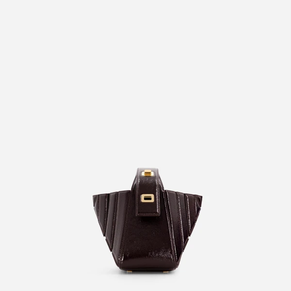 Mlouye Sera Mia - Naplak Bordeaux Bag a Architectural Leather Handbag in Red at Coveti Luxury