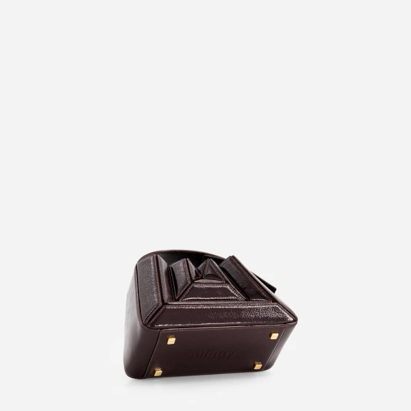 Mlouye Sera Mia - Naplak Bordeaux Bag a Architectural Leather Handbag in Red at Coveti Luxury