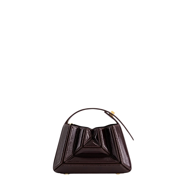 Mlouye Sera Mia - Naplak Bordeaux Bag a Architectural Leather Handbag in Red at Coveti Luxury
