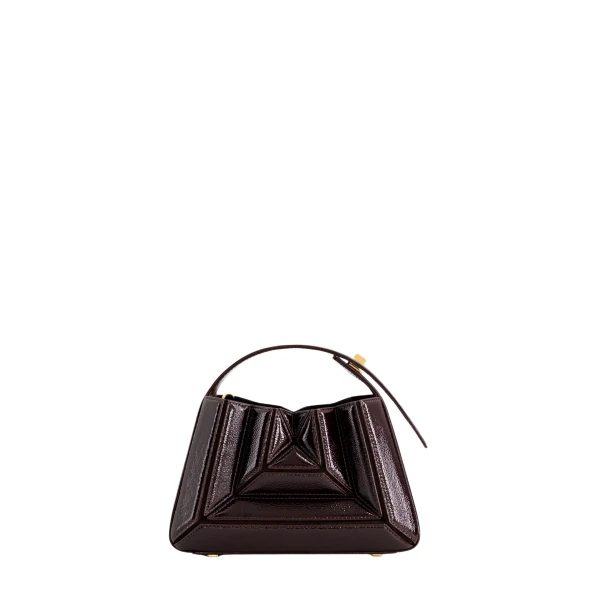 Mlouye Sera Mia - Naplak Bordeaux Bag a Architectural Leather Handbag in Red at Coveti Luxury