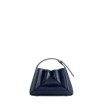Mlouye Sera Mia - Naplak Navy Bag a Architectural Leather Handbag in Blue at Coveti Luxury