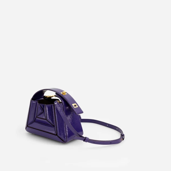Mlouye Sera Mia - Naplak Purple Bag a Architectural Leather Handbag in Purple at Coveti Luxury