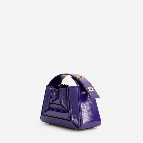 Mlouye Sera Mia - Naplak Purple Bag a Architectural Leather Handbag in Purple at Coveti Luxury
