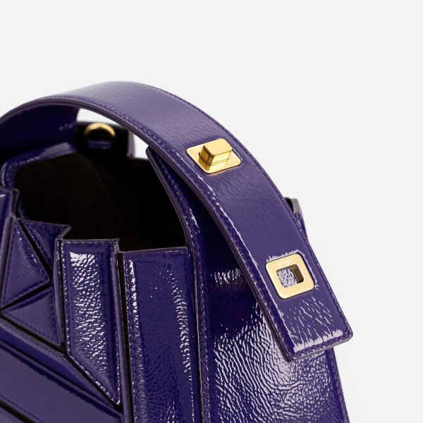 Mlouye Sera Mia - Naplak Purple Bag a Architectural Leather Handbag in Purple at Coveti Luxury