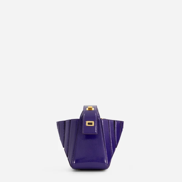 Mlouye Sera Mia - Naplak Purple Bag a Architectural Leather Handbag in Purple at Coveti Luxury