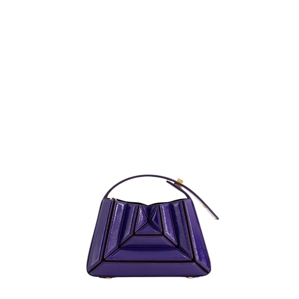 Mlouye Sera Mia - Naplak Purple Bag a Architectural Leather Handbag in Purple at Coveti Luxury