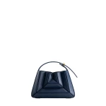 Mlouye Sera Mia - Navy Bag a Architectural Leather Handbag in Blue at Coveti Luxury