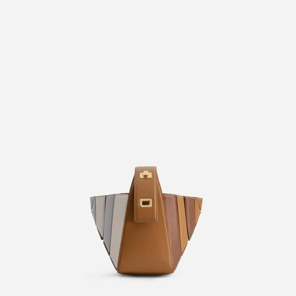 Mlouye Sera Mia - Rusty Bag a Architectural Leather Handbag in Multicolour at Coveti Luxury