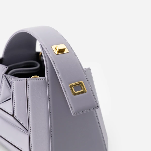 Mlouye Sera Mia - Smoky Plum Bag a Architectural Leather Handbag in Purple at Coveti Luxury