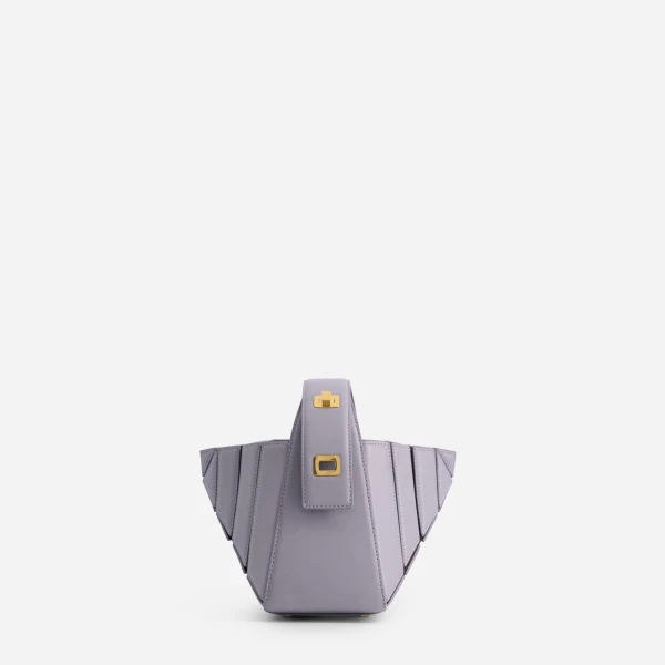 Mlouye Sera Mia - Smoky Plum Bag a Architectural Leather Handbag in Purple at Coveti Luxury