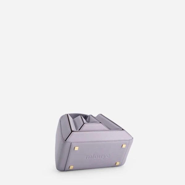 Mlouye Sera Mia - Smoky Plum Bag a Architectural Leather Handbag in Purple at Coveti Luxury