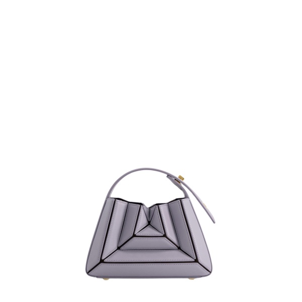 Mlouye Sera Mia - Smoky Plum Bag a Architectural Leather Handbag in Purple at Coveti Luxury
