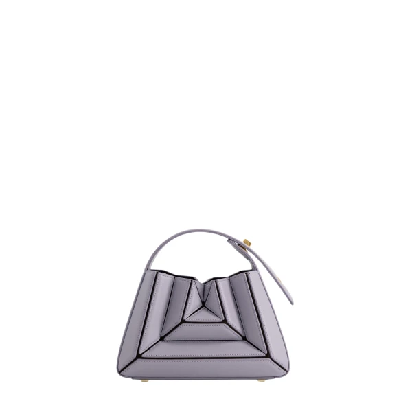Mlouye Sera Mia - Smoky Plum Bag a Architectural Leather Handbag in Purple at Coveti Luxury