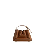Mlouye Sera Mia - Tan Bag a Architectural Leather Handbag in Brown at Coveti Luxury