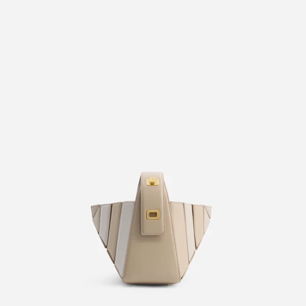 Mlouye Sera Mia - Vanilla Bag a Architectural Leather Handbag in Beige at Coveti Luxury