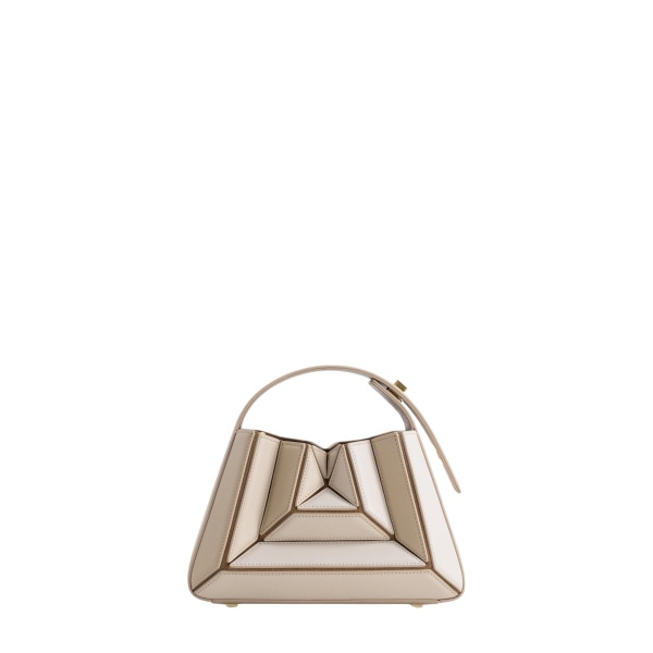 Mlouye Sera Mia - Vanilla Bag a Architectural Leather Handbag in Beige at Coveti Luxury