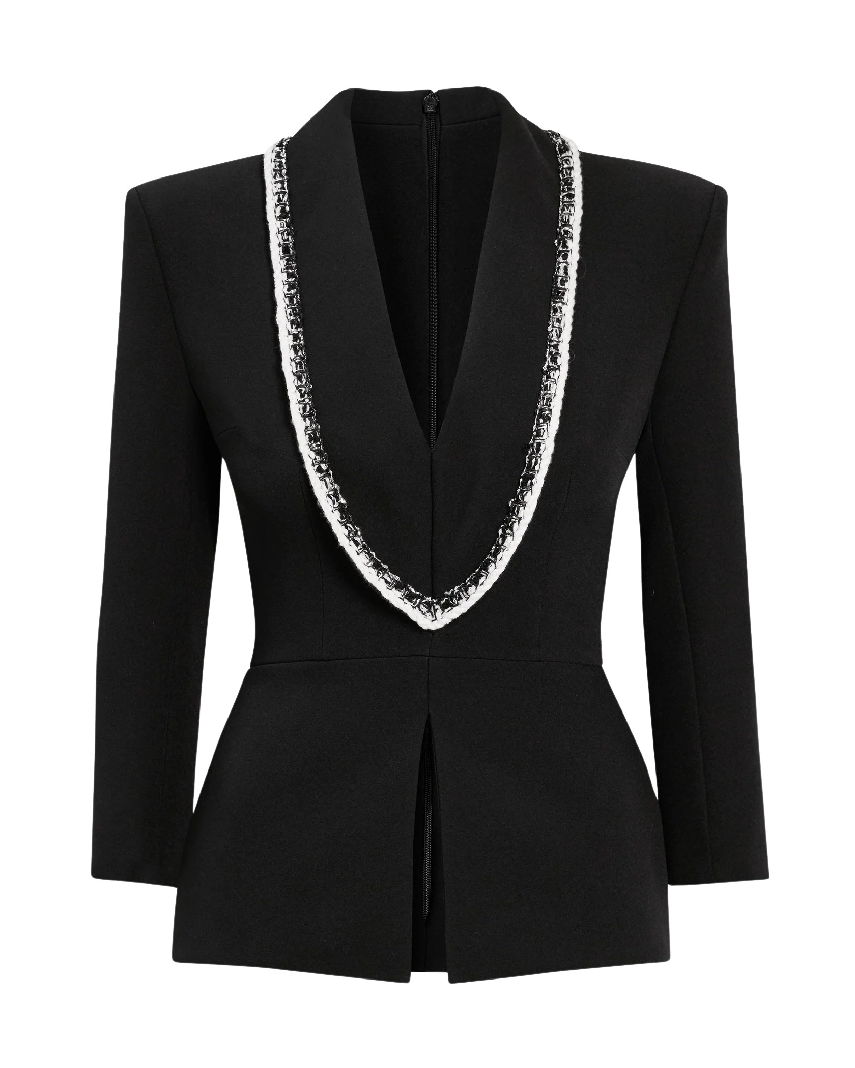 Safiyaa Adelina Top in Black with Greyscale - Safiyaa Tops - Heavy Crepe Cape Gown - Shop at Coveti
