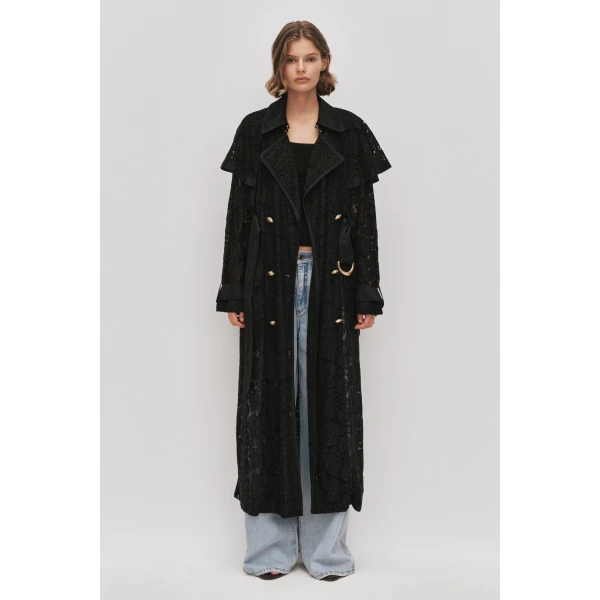 Aje Mystic Lace Trench Coat, view 2