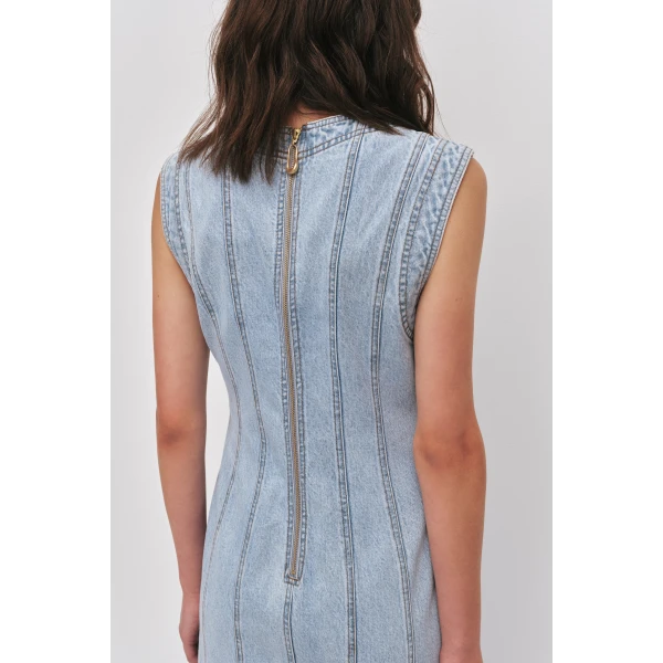 Aje Tia Ruffle Denim Midi Dress, view 5