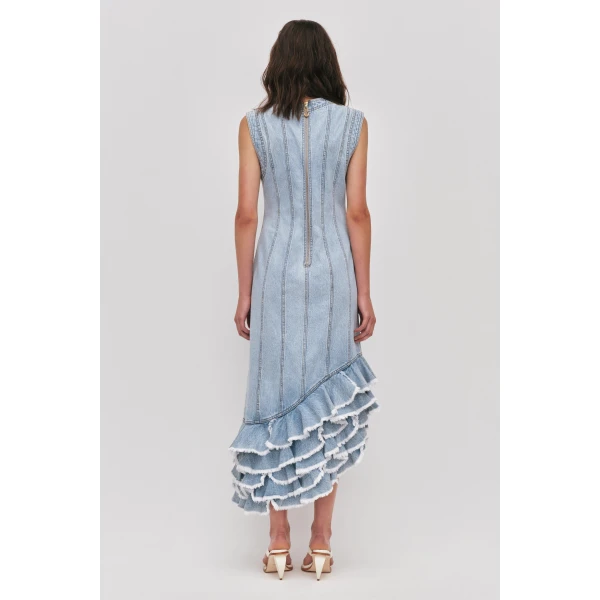 Aje Tia Ruffle Denim Midi Dress, view 6