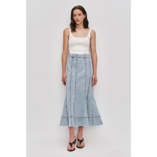 Aje Tia Denim Midi Skirt, view 2