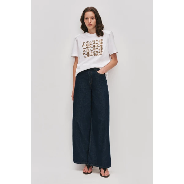 Aje Alive Embellished Logo Tee Top, view 2