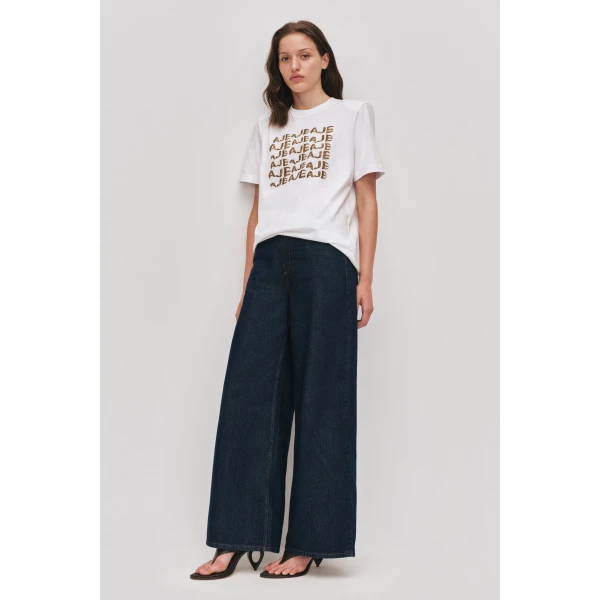 Aje Alive Embellished Logo Tee Top, view 6
