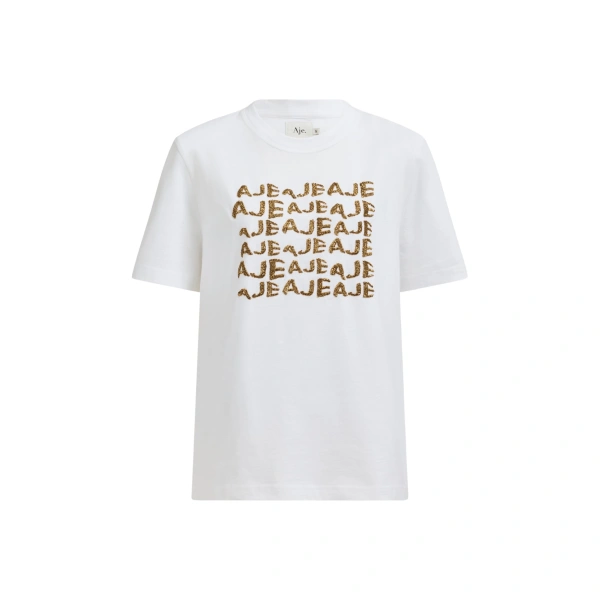 Alive Embellished Logo Tee in White