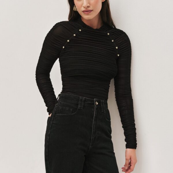 Carline Gathered Mesh Top