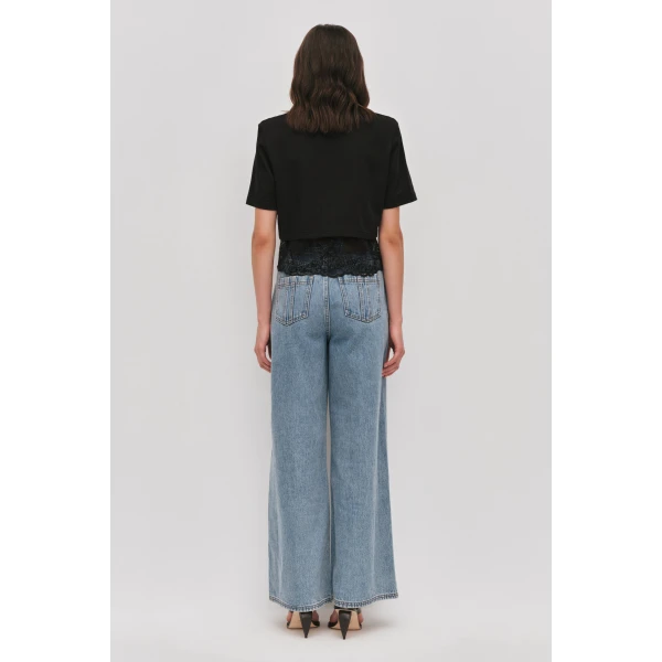 Aje Kayla Lace Underlay Crop Tee Top, view 7