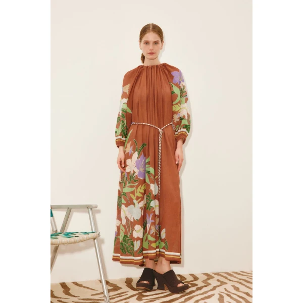 Alemais Alfie Ruched Midi Dress  Sustainable Dresses with Alemais print - Coveti Australian Designer