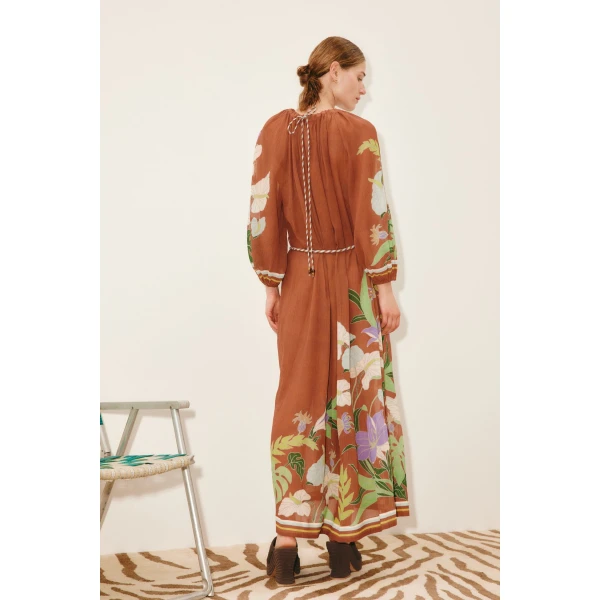 Alemais Alfie Ruched Midi Dress  Sustainable Dresses with Alemais print - Coveti Australian Designer