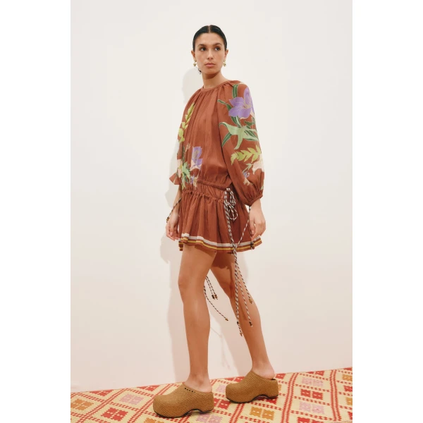 Alemais Alfie Ruched Mini Dress  Sustainable Dresses with Alemais print - Coveti Australian Designer