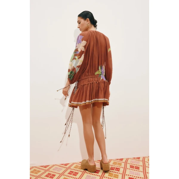 Alemais Alfie Ruched Mini Dress  Sustainable Dresses with Alemais print - Coveti Australian Designer