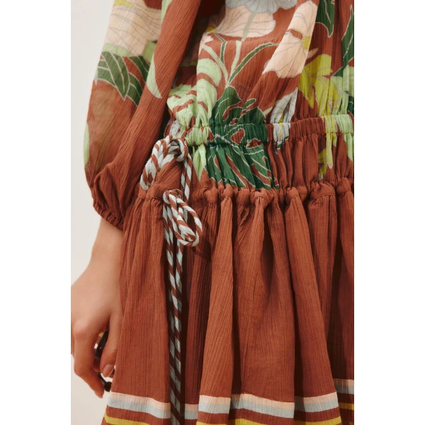 Alemais Alfie Ruched Mini Dress  Sustainable Dresses with Alemais print - Coveti Australian Designer