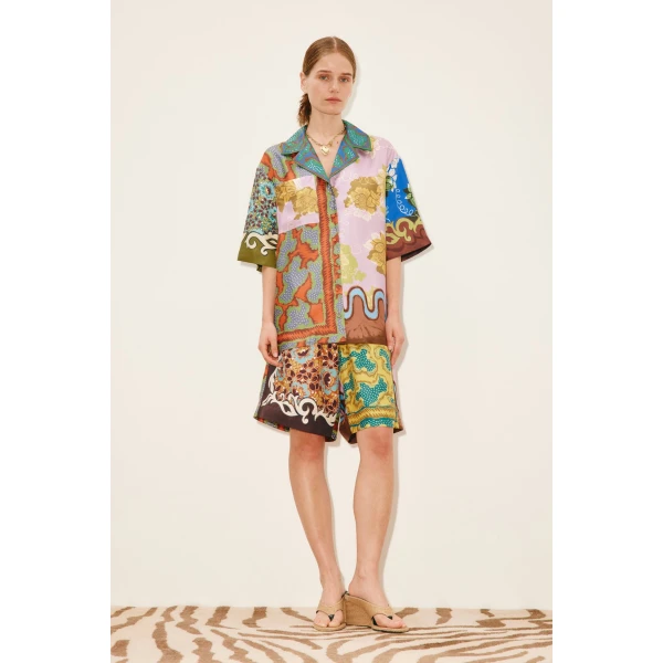 Alemais Arnie Silk Shirt  Sustainable Tops with Alemais print - Coveti Australian Designer