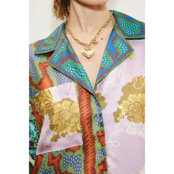 Alemais Arnie Silk Shirt  Sustainable Tops with Alemais print - Coveti Australian Designer