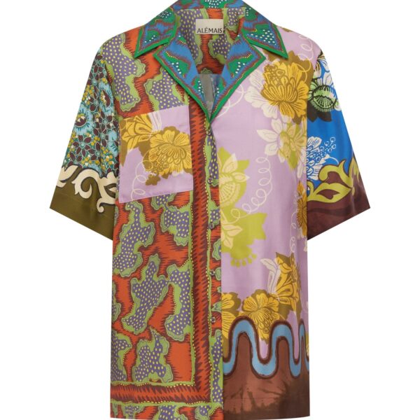 Alemais Arnie Silk Shirt  Sustainable Tops with Alemais print - Coveti Australian Designer