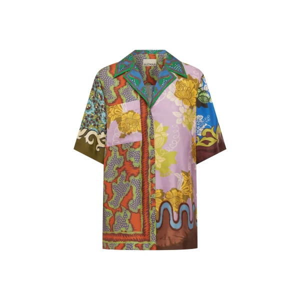 Alemais Arnie Silk Shirt  Sustainable Tops with Alemais print - Coveti Australian Designer
