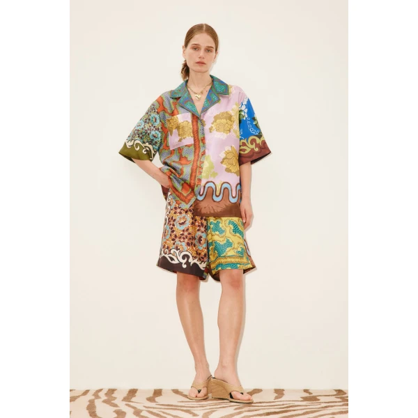 Alemais Arnie Silk Short  Sustainable Shorts with Alemais print - Coveti Australian Designer
