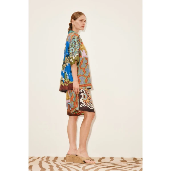 Alemais Arnie Silk Short  Sustainable Shorts with Alemais print - Coveti Australian Designer