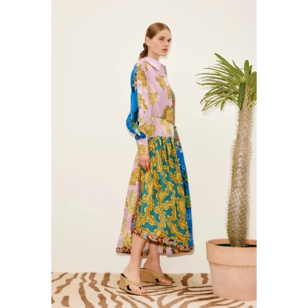 Alemais Arnie Spliced Shirtdress  Sustainable Dresses with Alemais print - Coveti Australian Designer