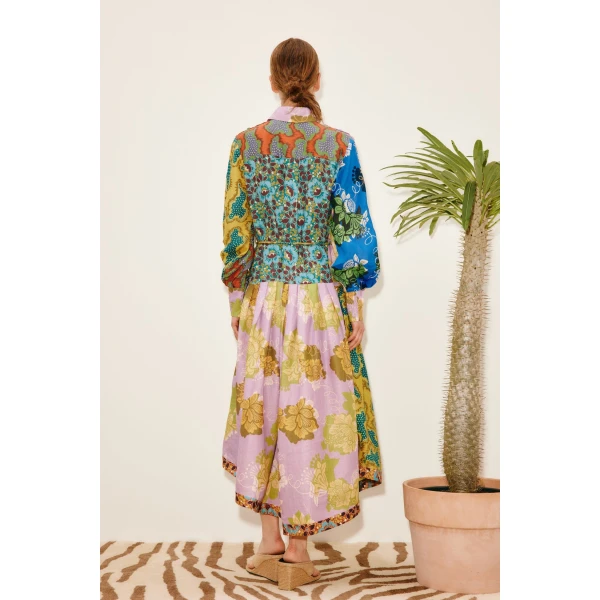 Alemais Arnie Spliced Shirtdress  Sustainable Dresses with Alemais print - Coveti Australian Designer