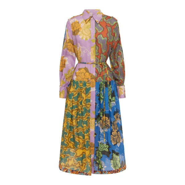 Alemais Arnie Spliced Shirtdress  Sustainable Dresses with Alemais print - Coveti Australian Designer