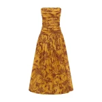 Alemais Banana Blossom Ruched Gown  Sustainable Dresses with Alemais print - Coveti Australian Designer