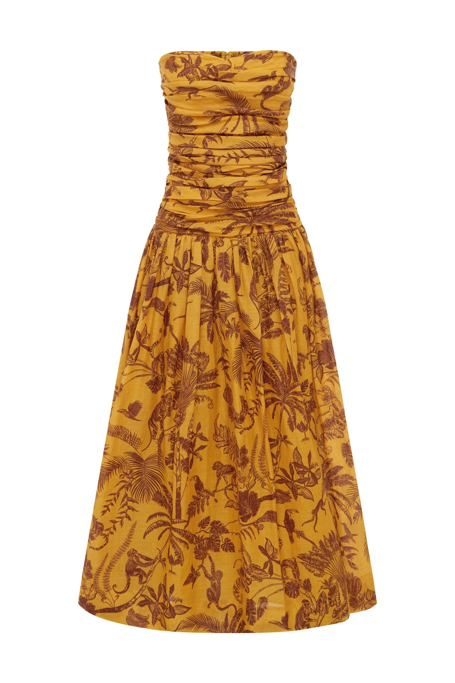 Banana Blossom Ruched Gown by Alemais - Dresses Alemais Banana Blossom Ruched Gown Sustainable Dresses with Alemais print - Coveti Australian Designer