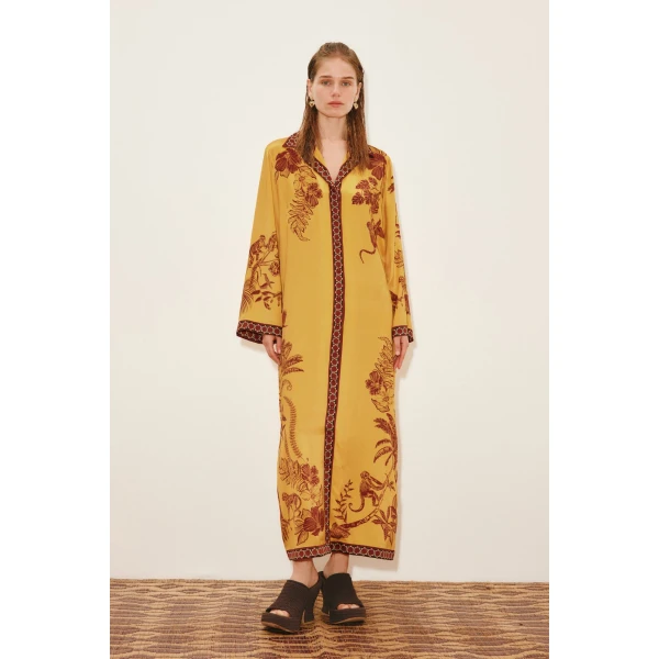 Alemais Banana Blossom Silk Shirtdress Dress, view 2