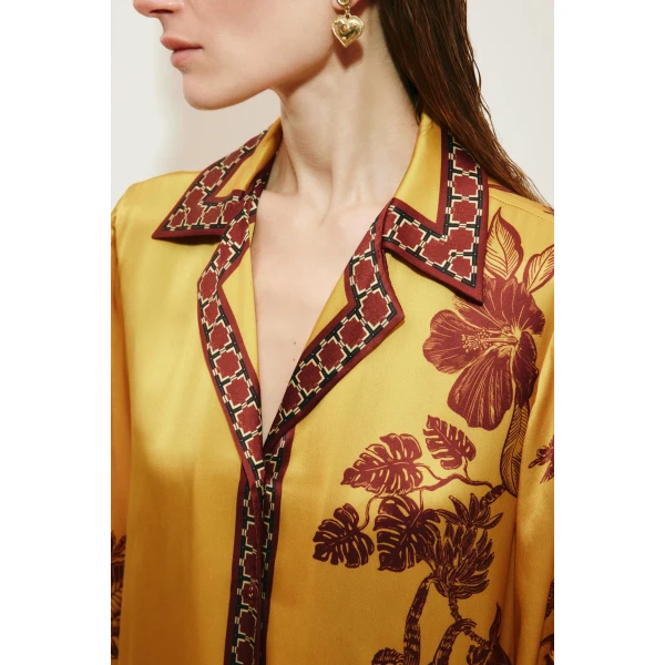 Alemais Banana Blossom Silk Shirtdress Dress, view 5