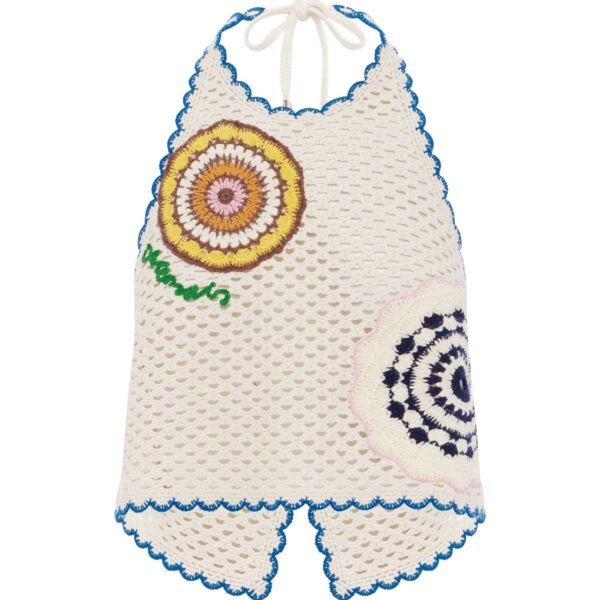 Alemais Elma Cream Halter Top  Sustainable Tops with Alemais print - Coveti Australian Designer