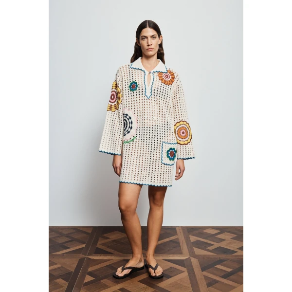 Alemais Elma Cream Mini Dress  Sustainable Dresses with Alemais print - Coveti Australian Designer